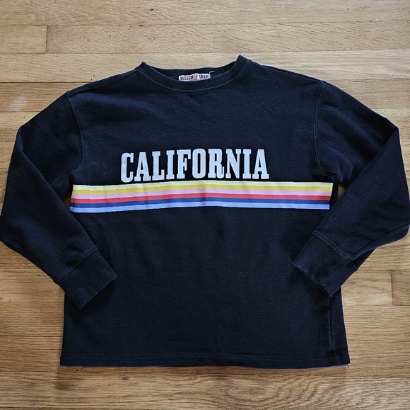 Mulberry and Grand California Rainbow Graphic Black Sweatshirt Womens Size Small - Picture 3 of 12